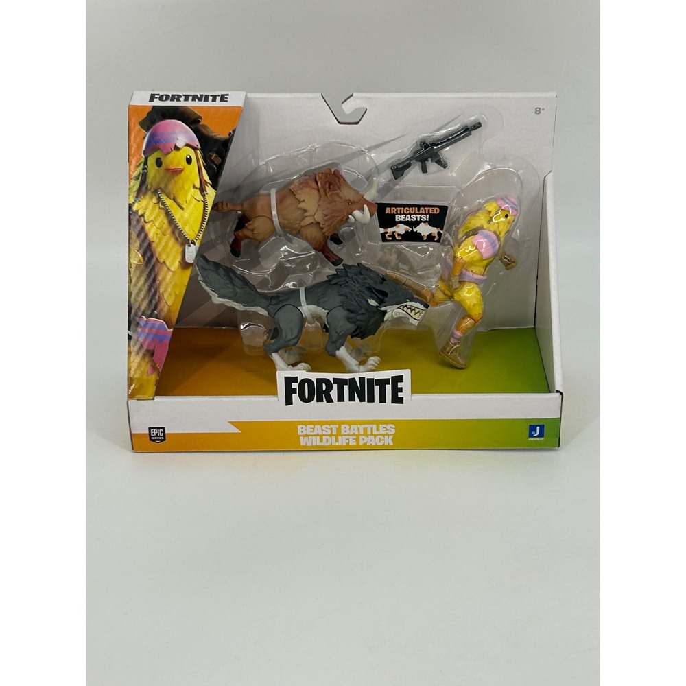 Fortnite Squad Mode Beast Battles Wildlife 3-Pack 4" Figures Wolf, Boar & Cluck